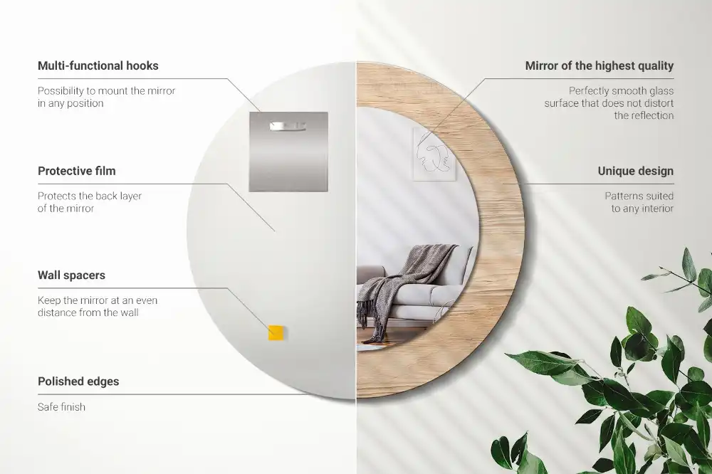 Okrúhle dekoračné zrkadlo na stenu Drevo