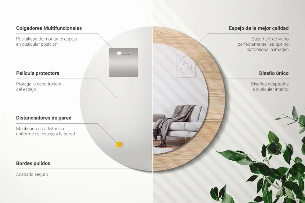 Okrúhle dekoračné zrkadlo na stenu Drevo