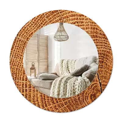 Okrúhle zrkadlo rám s potlačou Dubové drevo