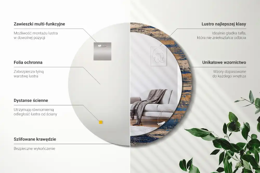 Okrúhle dekoračné zrkadlo na stenu Abstraktné drevo