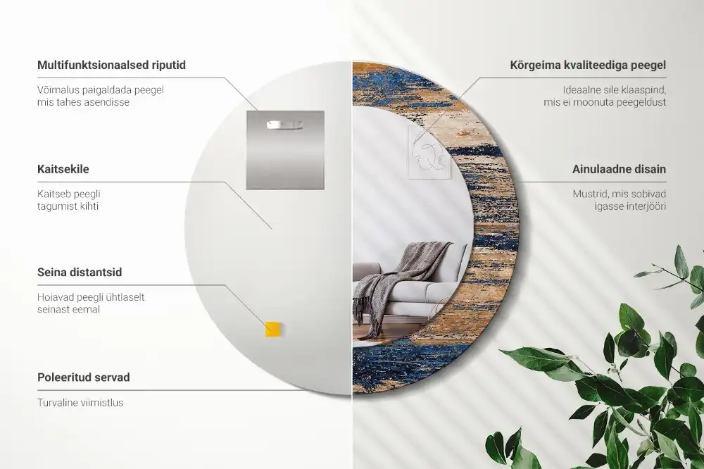 Okrúhle dekoračné zrkadlo na stenu Abstraktné drevo