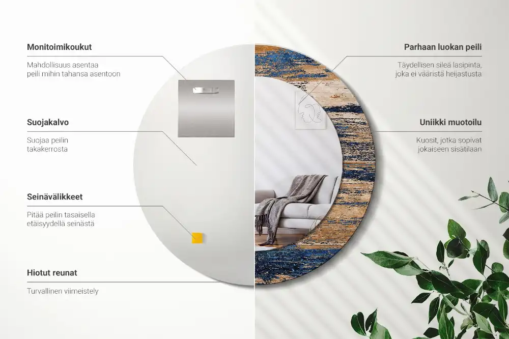 Okrúhle dekoračné zrkadlo na stenu Abstraktné drevo