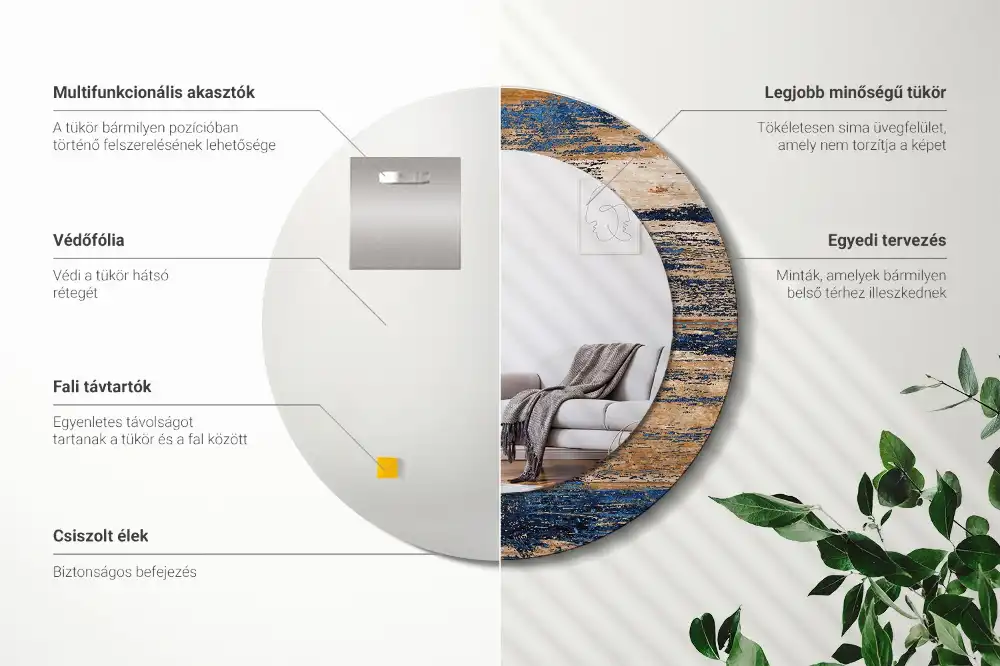 Okrúhle dekoračné zrkadlo na stenu Abstraktné drevo