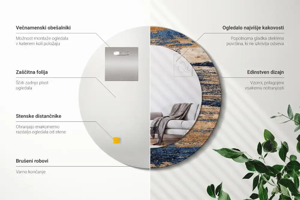 Okrúhle dekoračné zrkadlo na stenu Abstraktné drevo