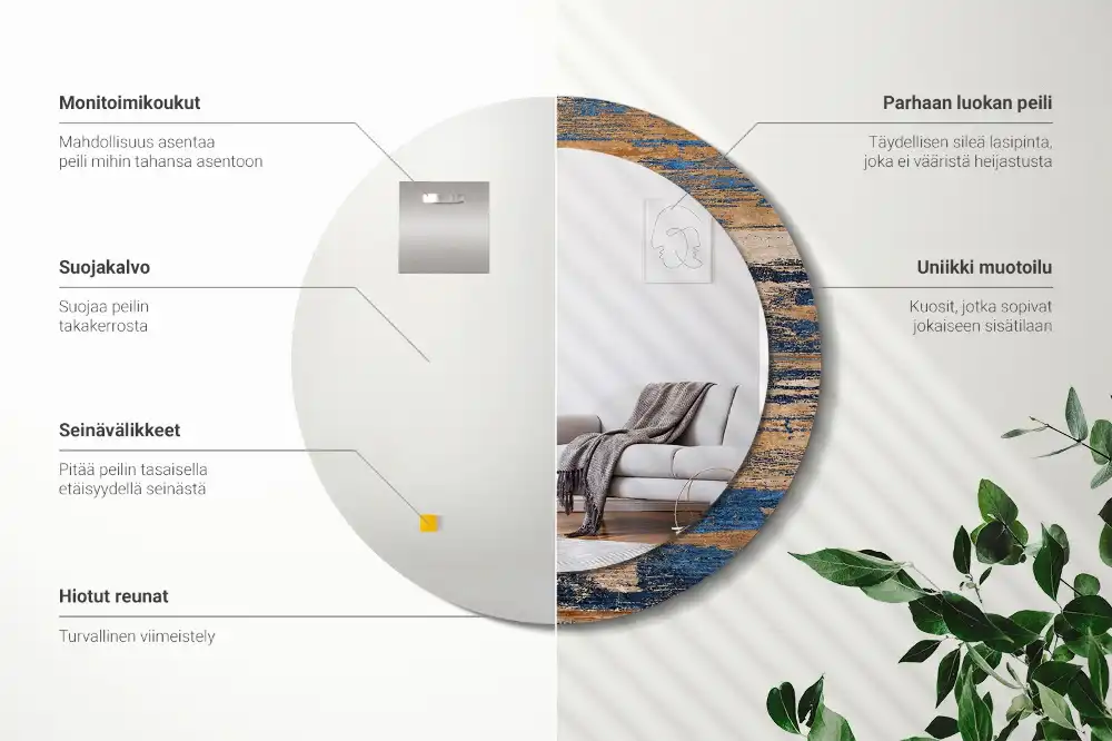 Okrúhle dekoračné zrkadlo na stenu Abstraktné drevo