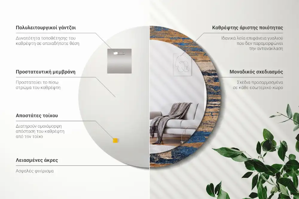 Okrúhle dekoračné zrkadlo na stenu Abstraktné drevo