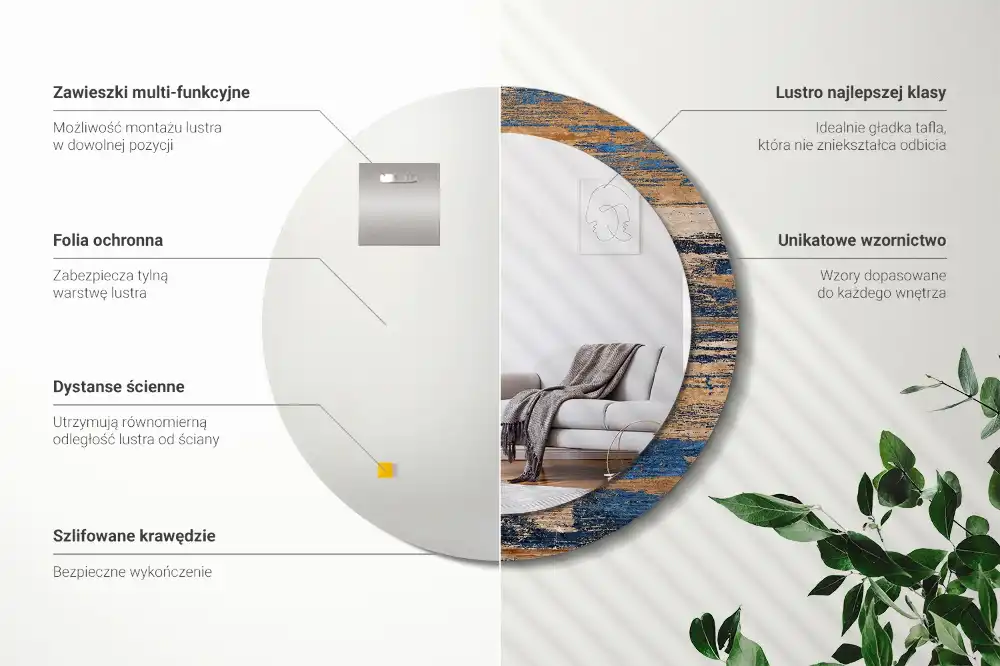 Okrúhle dekoračné zrkadlo na stenu Abstraktné drevo