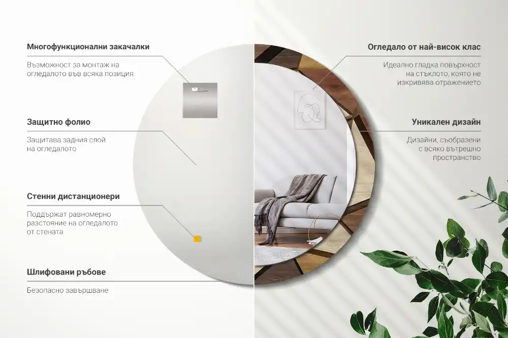 Okrúhle dekoračné zrkadlo na stenu Geometrické drevo 3D