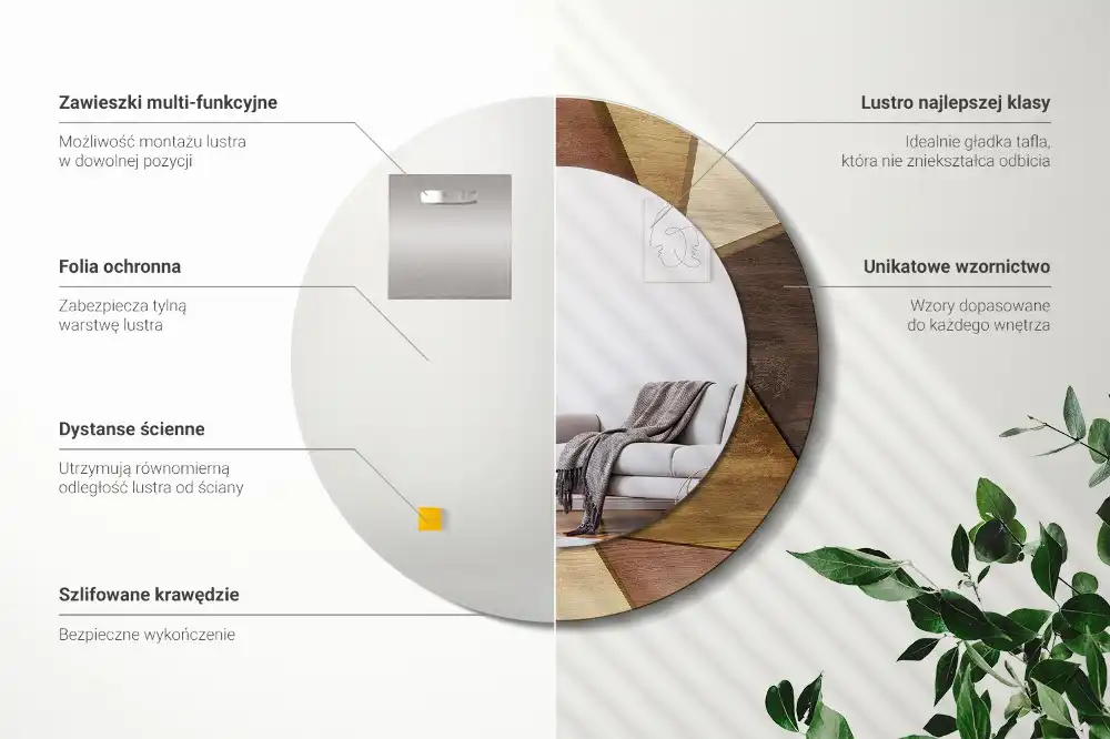 Okrúhle dekoračné zrkadlo na stenu Geometrické drevo 3D