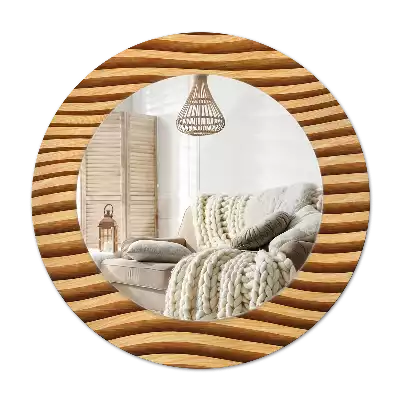 Okrúhle dekoračné zrkadlo na stenu Drevená vlna
