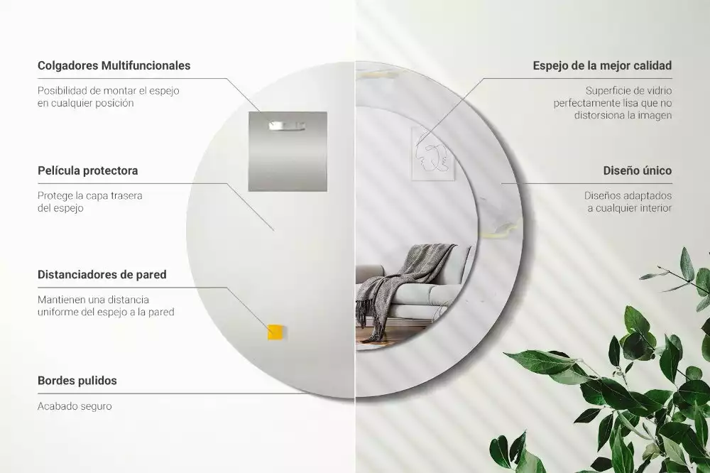 Okrúhle zrkadlo s potlačeným rámom Biely mramor