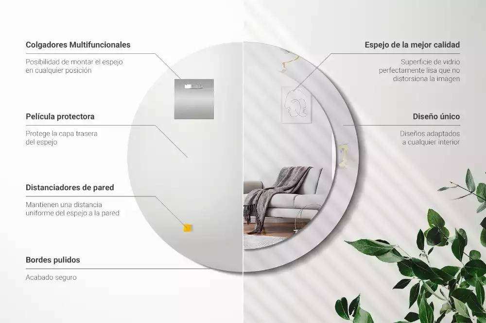 Okrúhle zrkadlo s potlačeným rámom Biely mramor