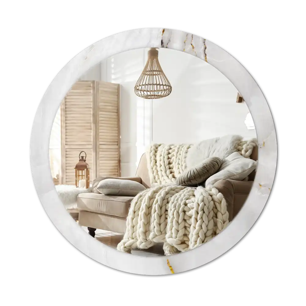 Okrúhle dekoračné zrkadlo na stenu Lesklý mramor
