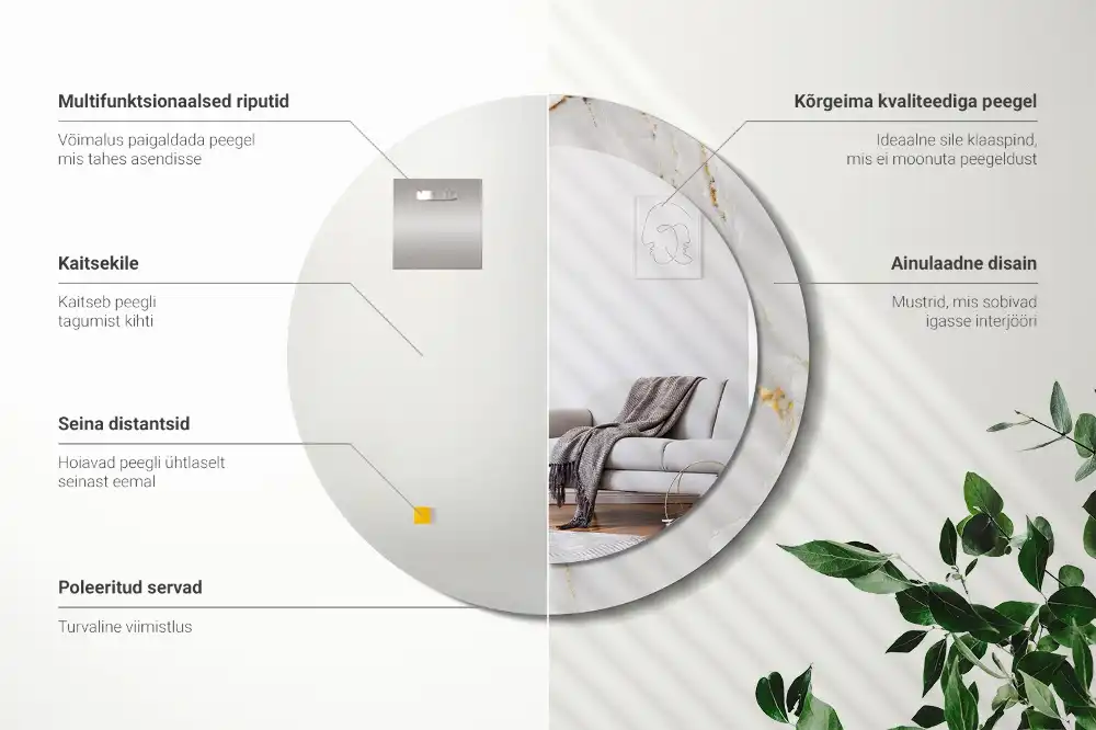 Okrúhle dekoračné zrkadlo na stenu Lesklý mramor