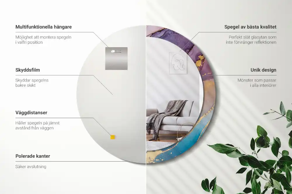 Okrúhle zrkadlo rám s potlačou Mramorový kameň