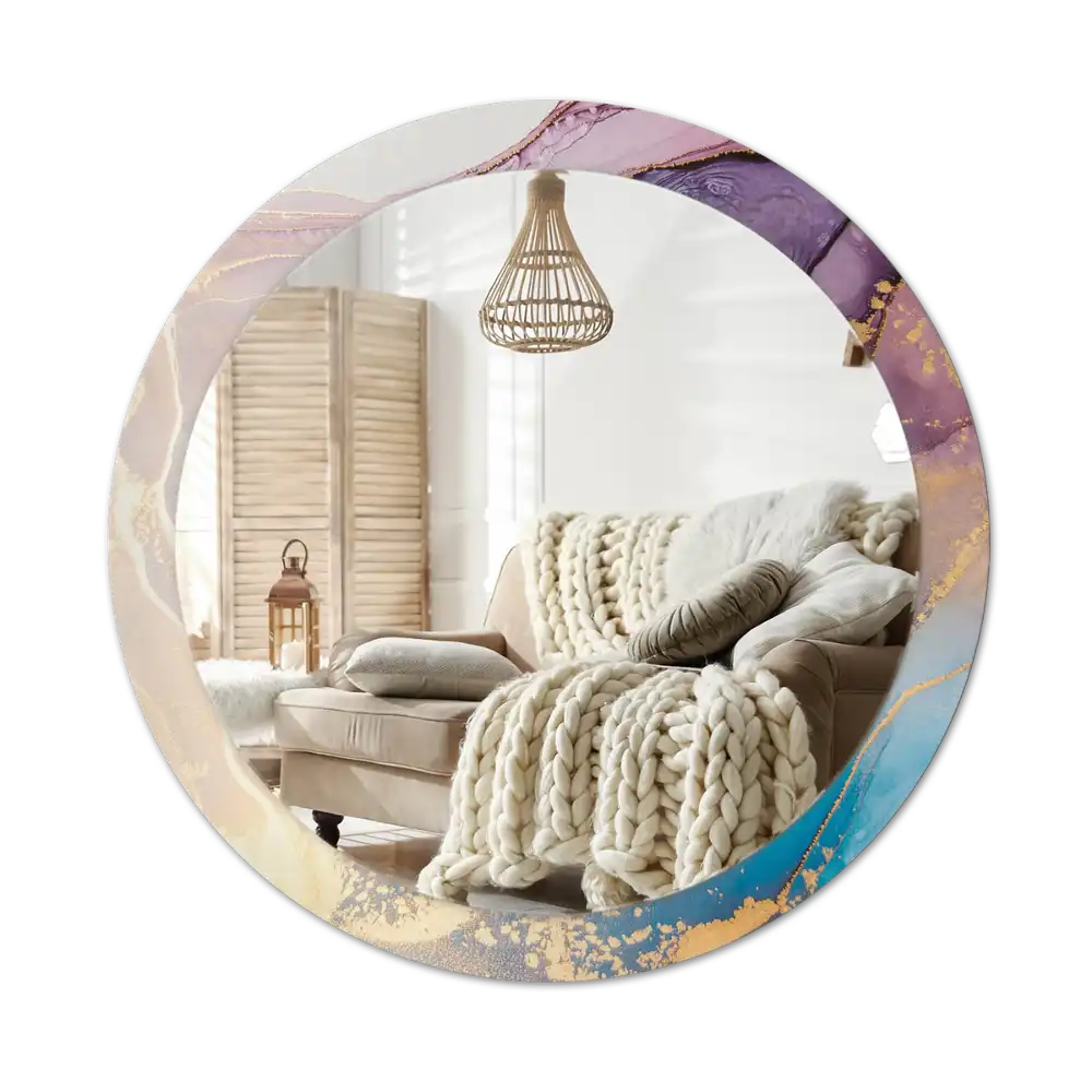 Okrúhle zrkadlo rám s potlačou Mramorový kameň