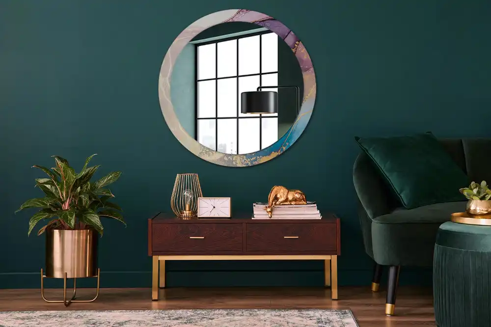 Okrúhle zrkadlo rám s potlačou Mramorový kameň