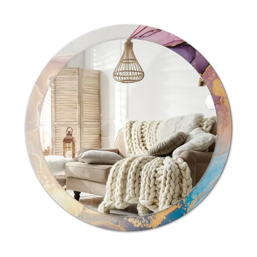 Okrúhle zrkadlo rám s potlačou Mramorový kameň