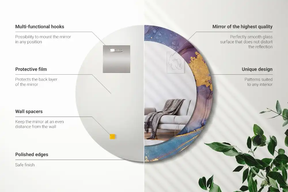 Okrúhle zrkadlo rám s potlačou Mramorový kameň