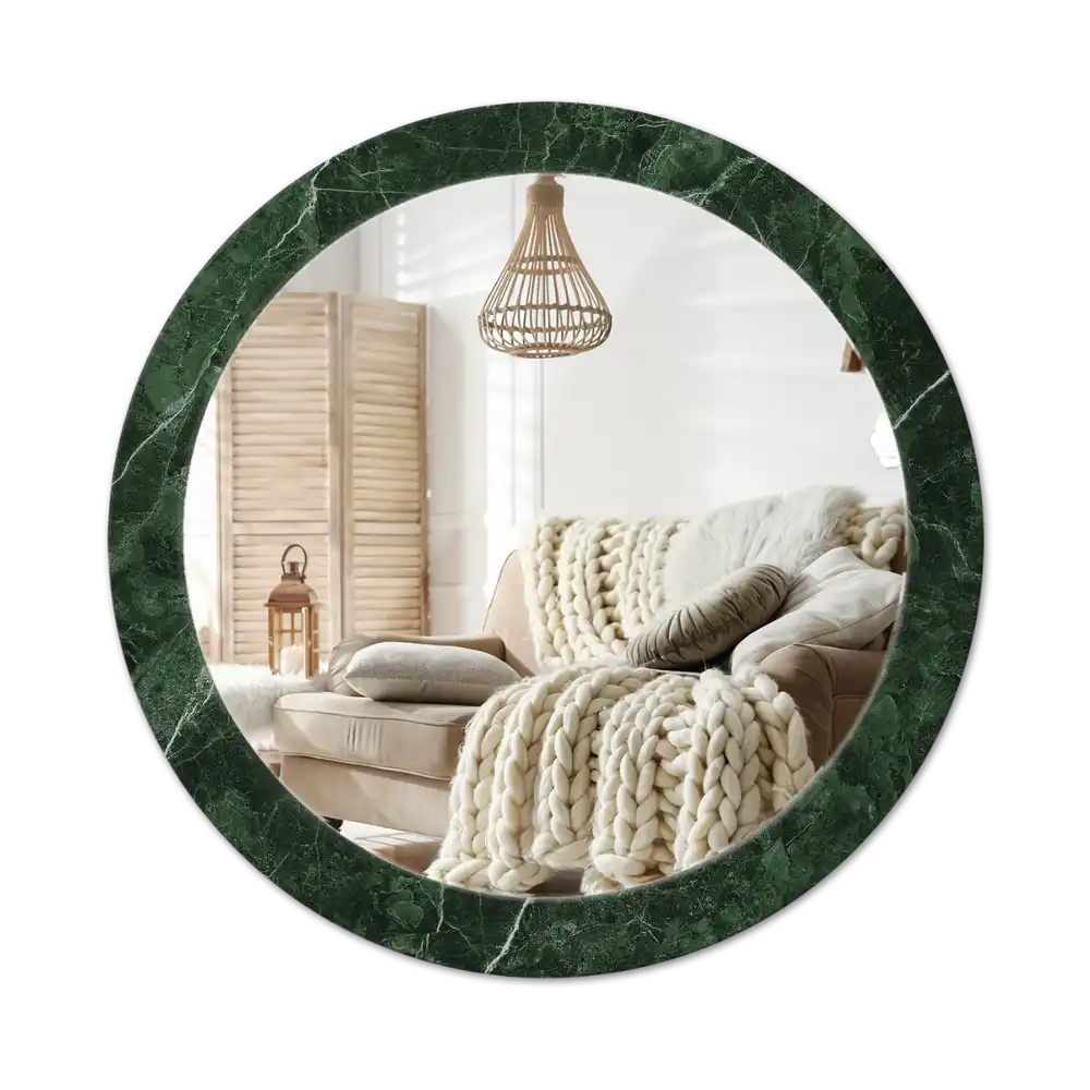 Okrúhle dekoračné zrkadlo na stenu Zelený mramor