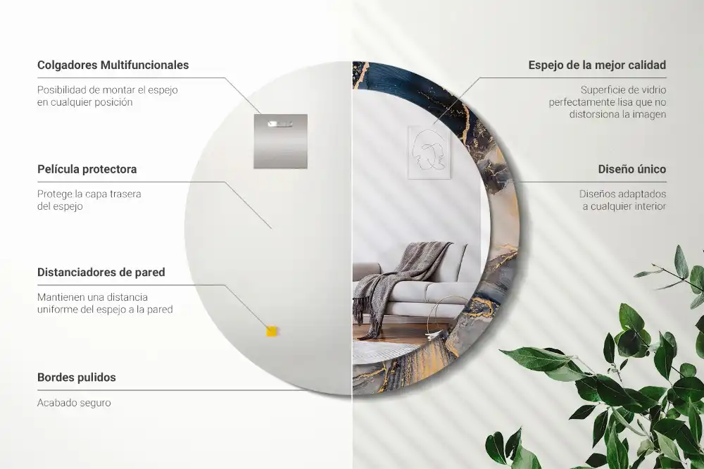 Okrúhle zrkadlo s potlačeným rámom Abstraktné farby