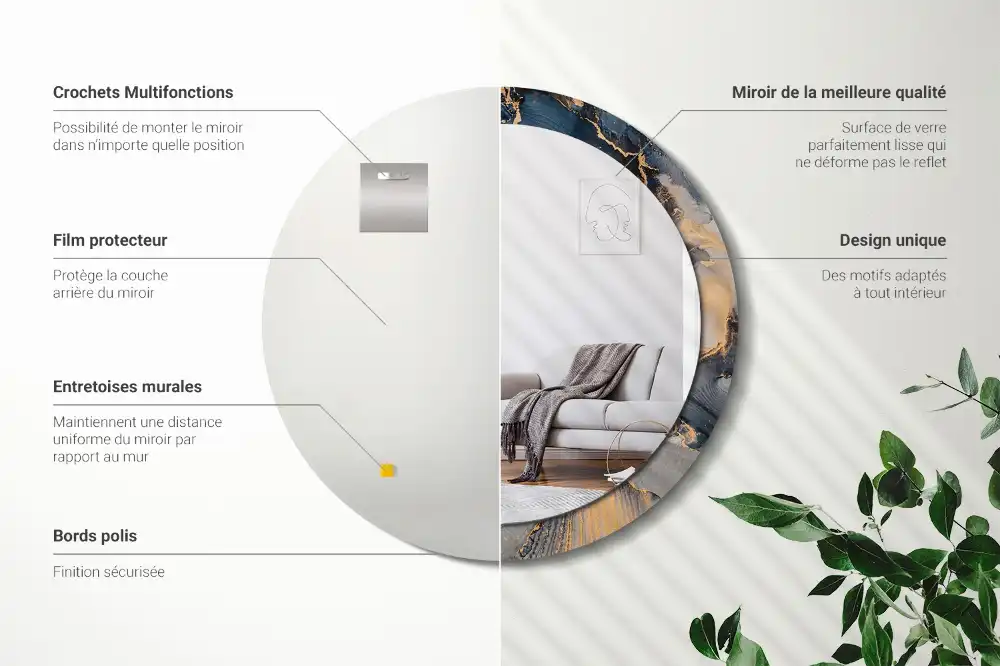 Okrúhle zrkadlo s potlačeným rámom Abstraktné farby