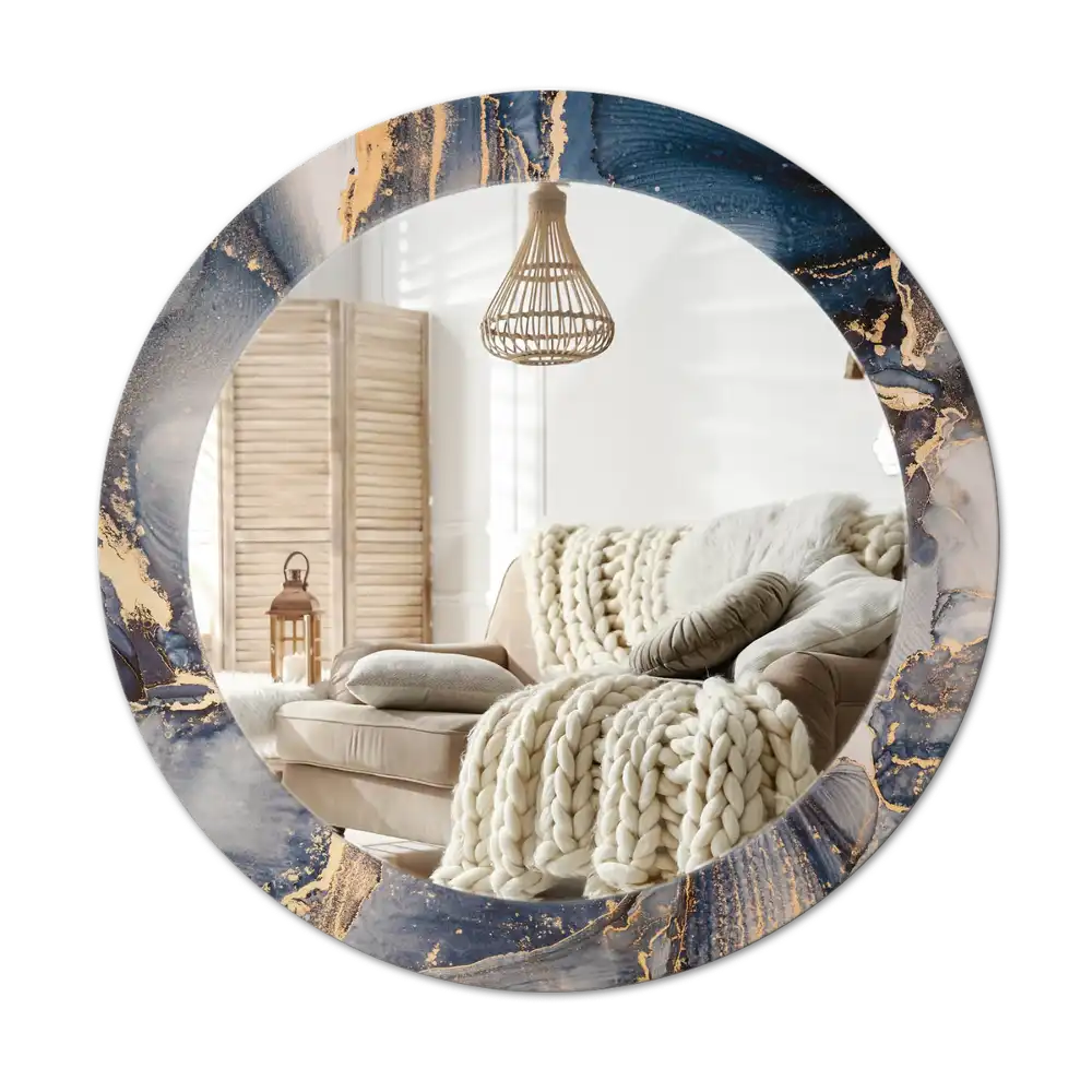 Okrúhle zrkadlo s potlačeným rámom Abstraktné farby