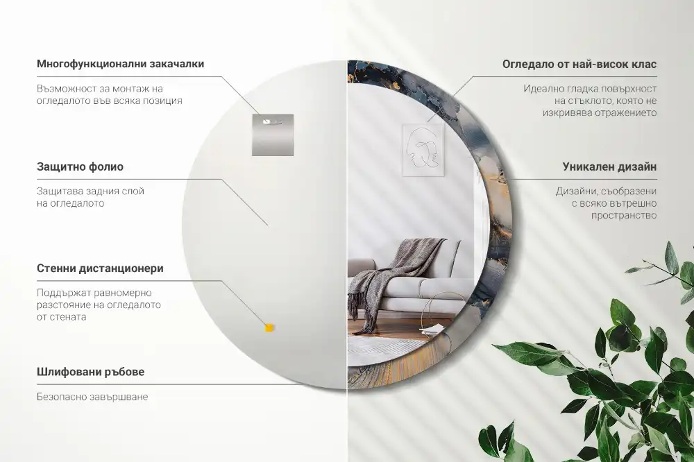 Okrúhle zrkadlo s potlačeným rámom Abstraktné farby