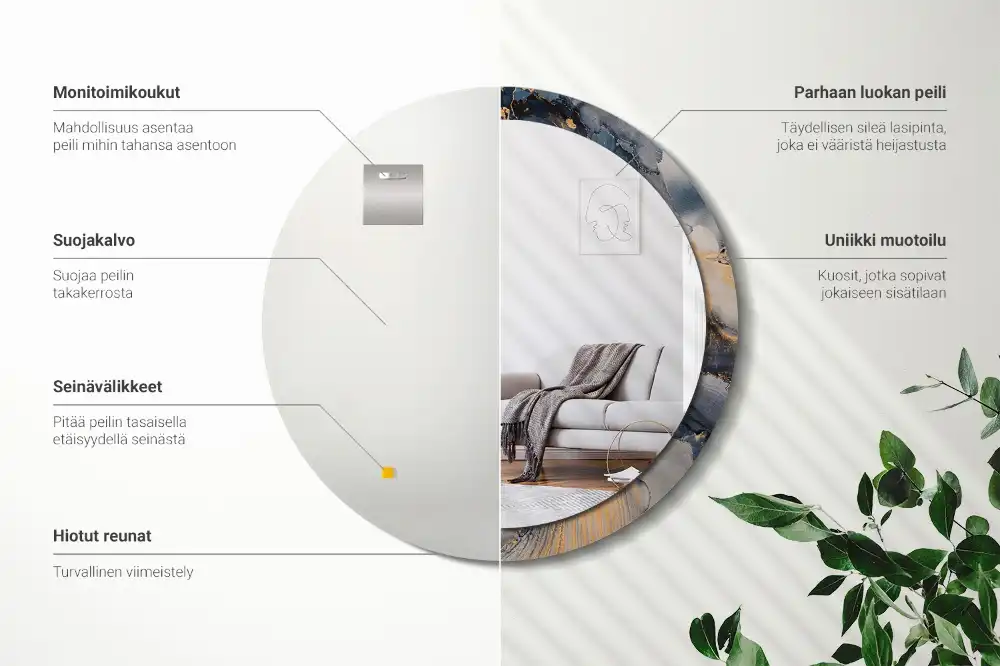 Okrúhle zrkadlo s potlačeným rámom Abstraktné farby