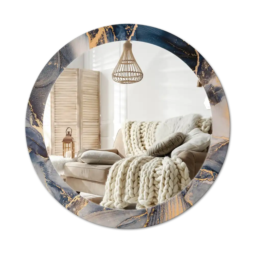 Okrúhle zrkadlo s potlačeným rámom Abstraktné farby