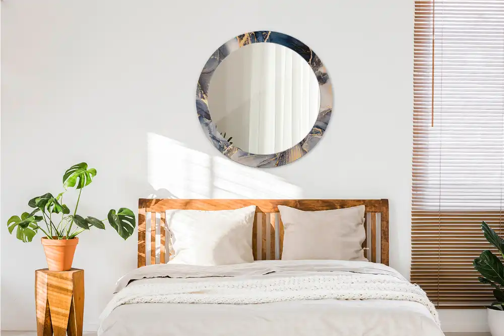 Okrúhle zrkadlo s potlačeným rámom Abstraktné farby