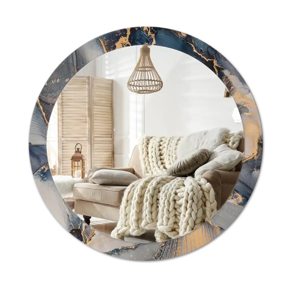 Okrúhle zrkadlo s potlačeným rámom Abstraktné farby