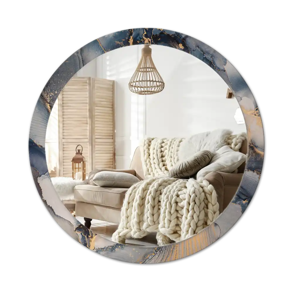 Okrúhle zrkadlo s potlačeným rámom Abstraktné farby