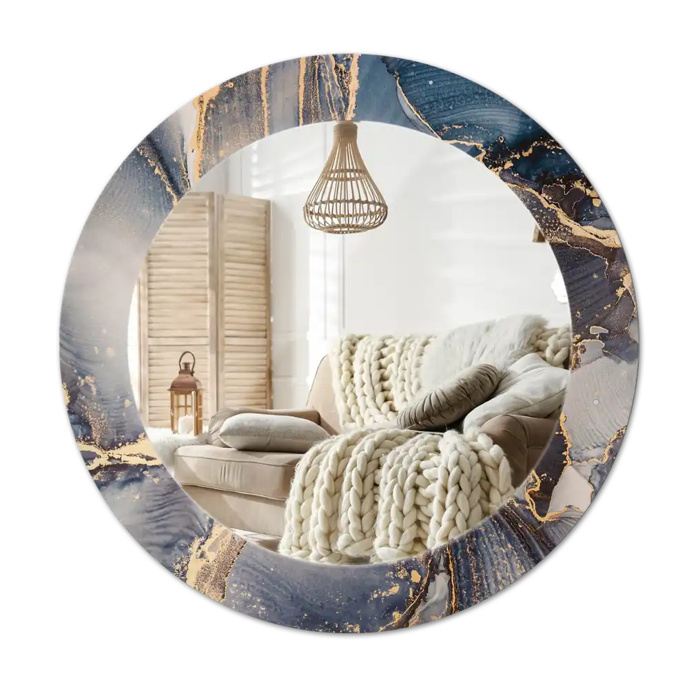 Okrúhle zrkadlo s potlačeným rámom Abstraktné farby