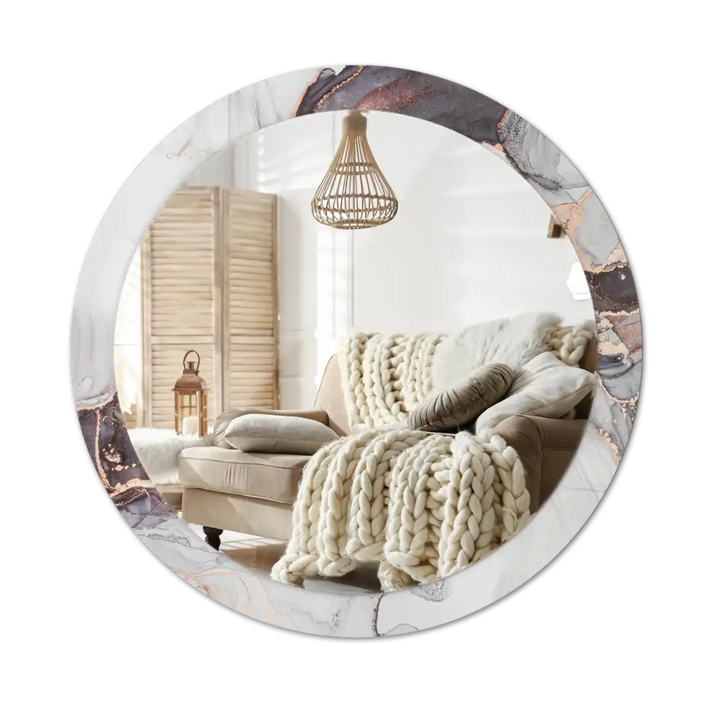 Okrúhle zrkadlo rám s potlačou Abstraktný mramor