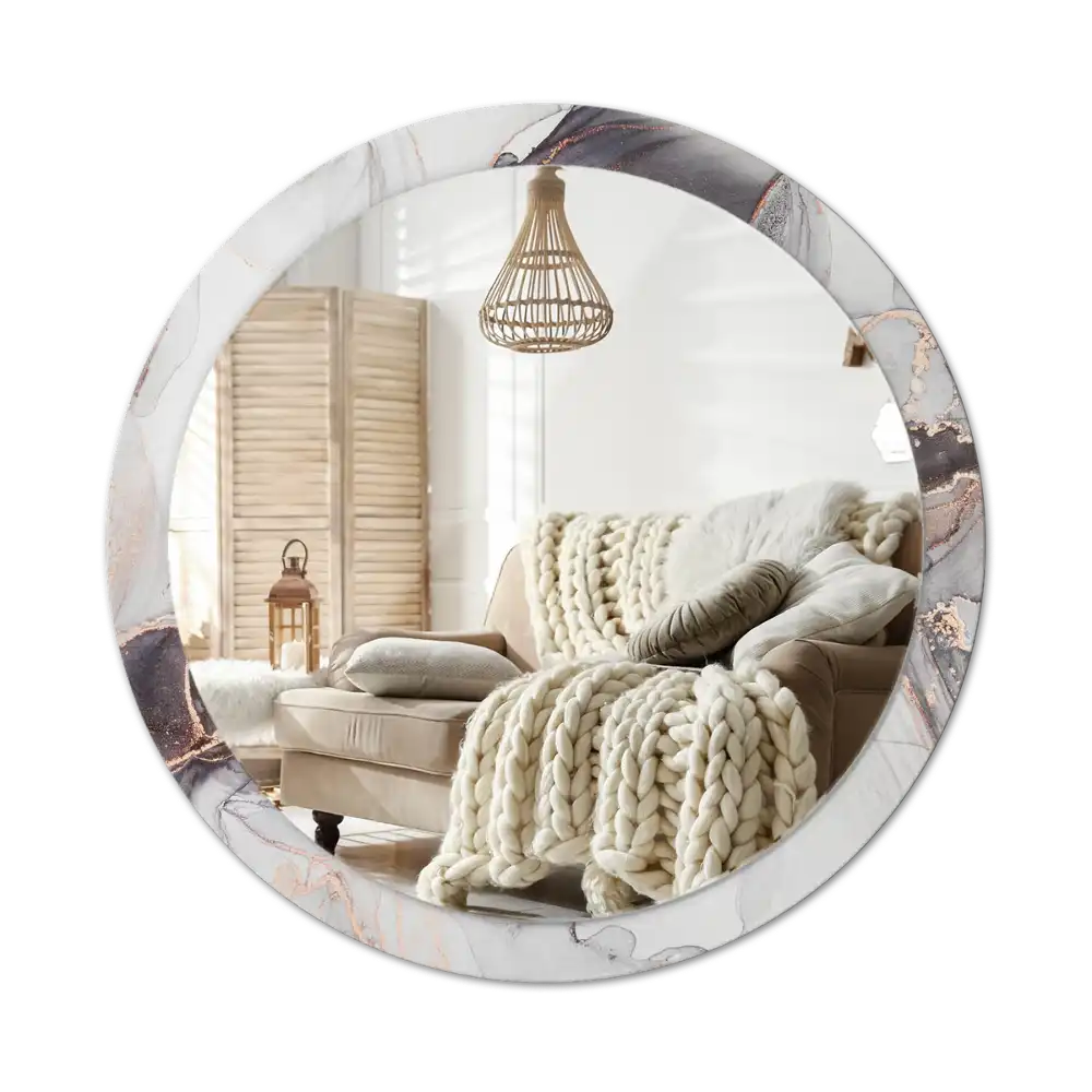 Okrúhle zrkadlo rám s potlačou Abstraktný mramor