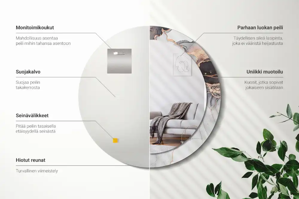 Okrúhle zrkadlo rám s potlačou Abstraktný mramor