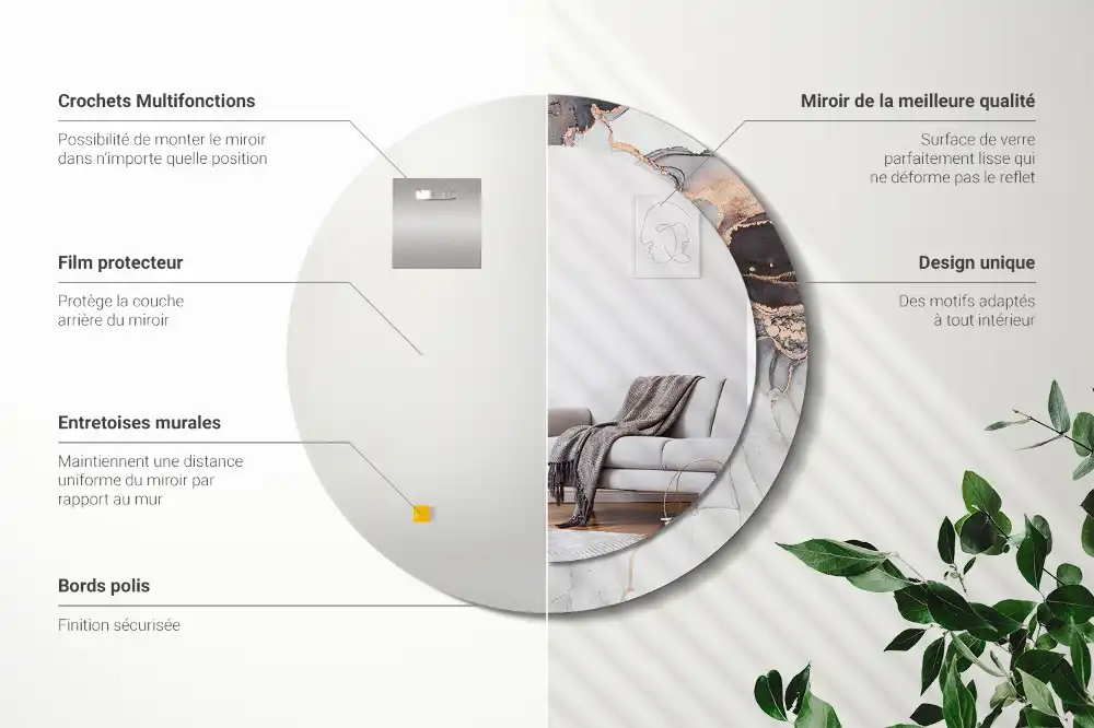 Okrúhle zrkadlo rám s potlačou Abstraktný mramor