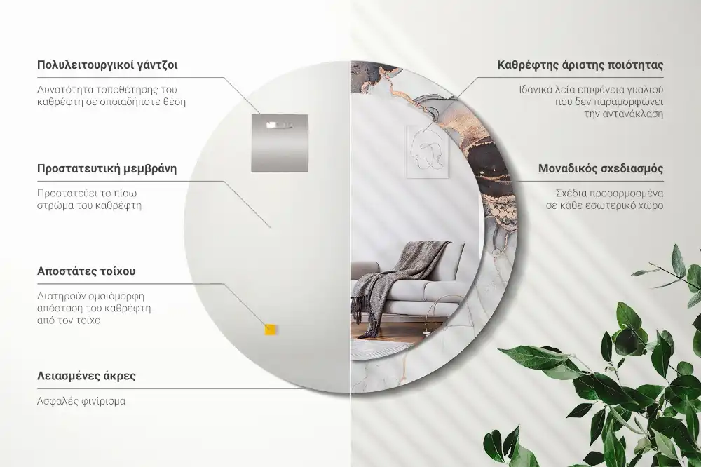 Okrúhle zrkadlo rám s potlačou Abstraktný mramor