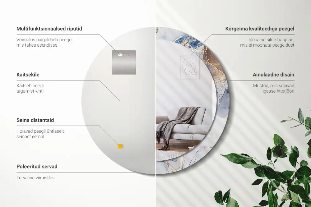 Okrúhle zrkadlo rám s potlačou Abstraktné umenie