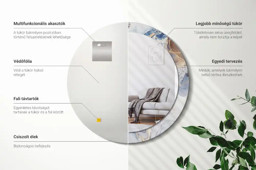 Okrúhle zrkadlo rám s potlačou Abstraktné umenie