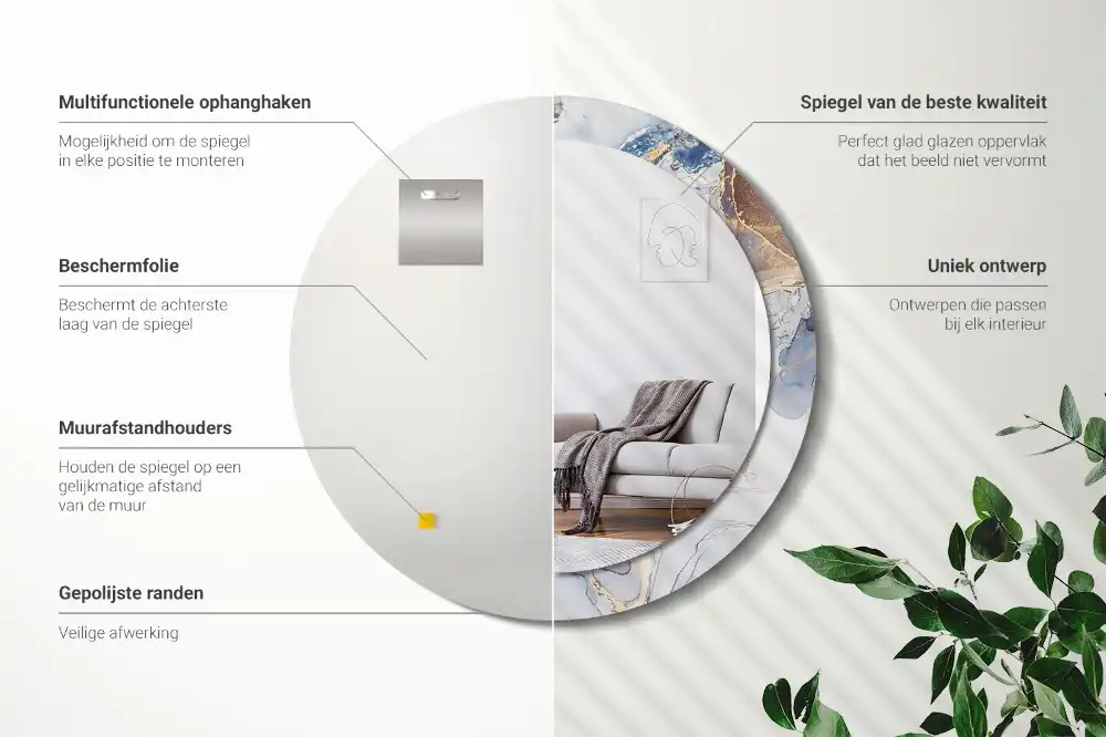 Okrúhle zrkadlo rám s potlačou Abstraktné umenie