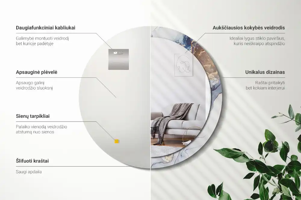 Okrúhle zrkadlo rám s potlačou Abstraktné umenie