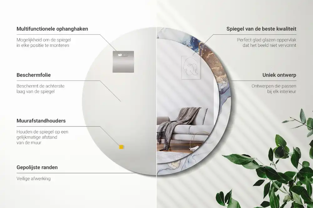 Okrúhle zrkadlo rám s potlačou Abstraktné umenie