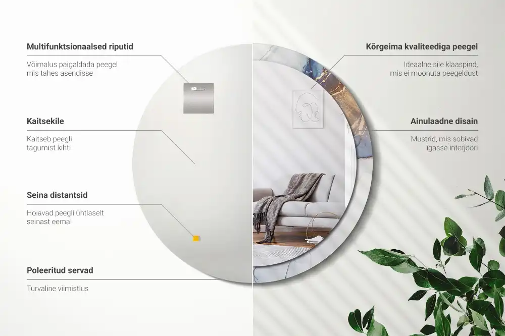 Okrúhle zrkadlo rám s potlačou Abstraktné umenie