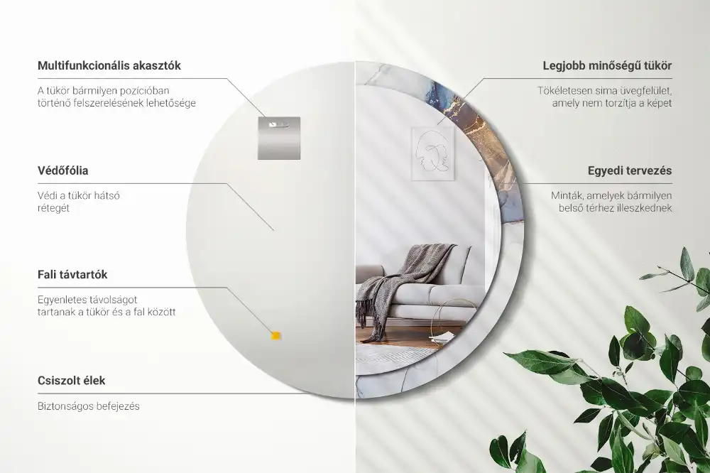 Okrúhle zrkadlo rám s potlačou Abstraktné umenie