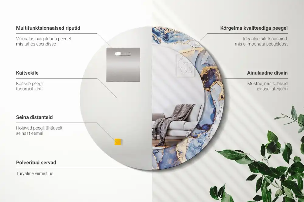 Okrúhle zrkadlo rám s potlačou Abstraktné umenie