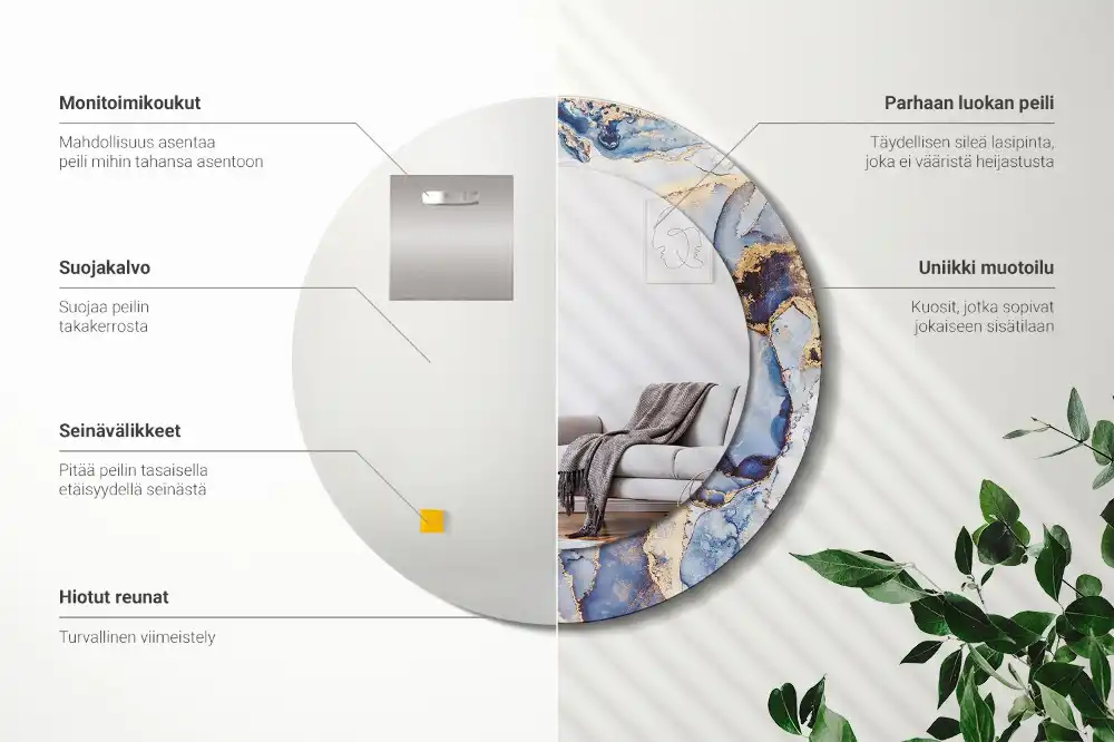 Okrúhle zrkadlo rám s potlačou Abstraktné umenie