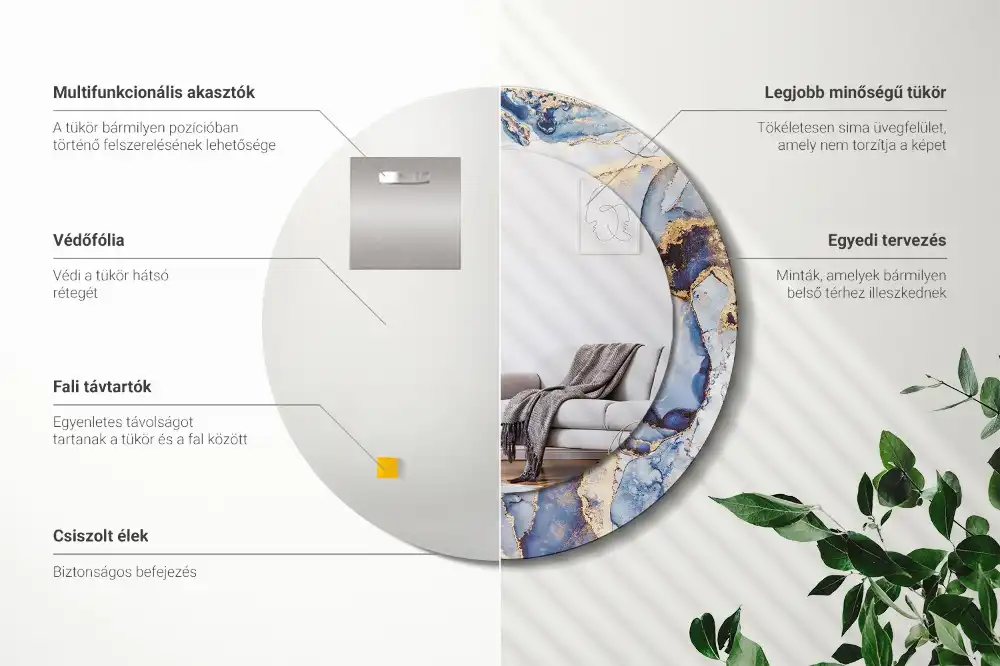 Okrúhle zrkadlo rám s potlačou Abstraktné umenie