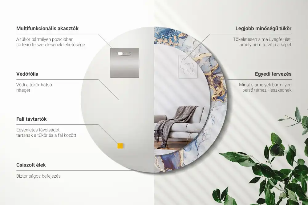 Okrúhle zrkadlo rám s potlačou Abstraktné umenie